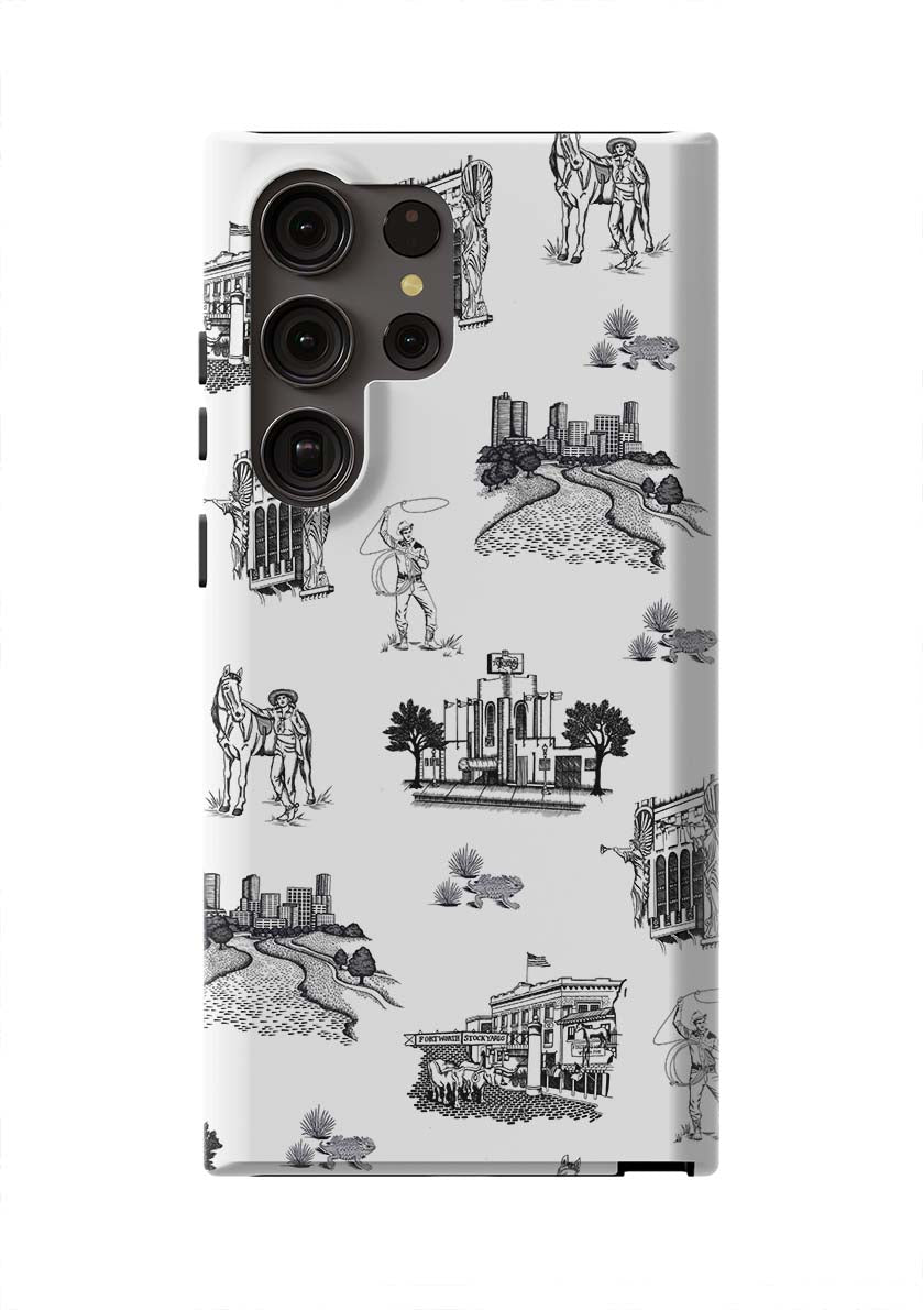Fort Worth Toile Samsung Phone Case Phone Case Galaxy S23 Ultra / Tough / Black Katie Kime