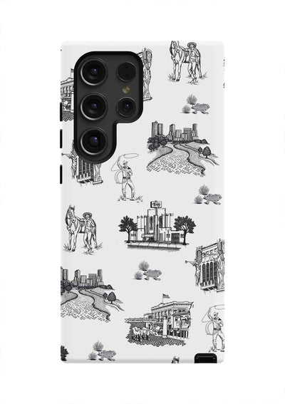 Fort Worth Toile Samsung Phone Case Phone Case Galaxy S24 Ultra / Tough / Black Katie Kime