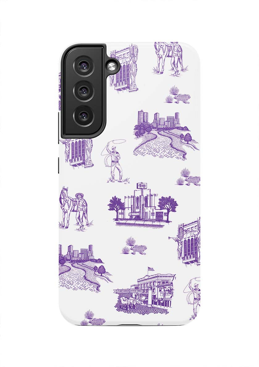 Fort Worth Toile Samsung Phone Case Phone Case Purple / Galaxy S22 Plus / Tough Katie Kime