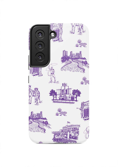 Fort Worth Toile Samsung Phone Case Phone Case Purple / Galaxy S22 / Tough Katie Kime