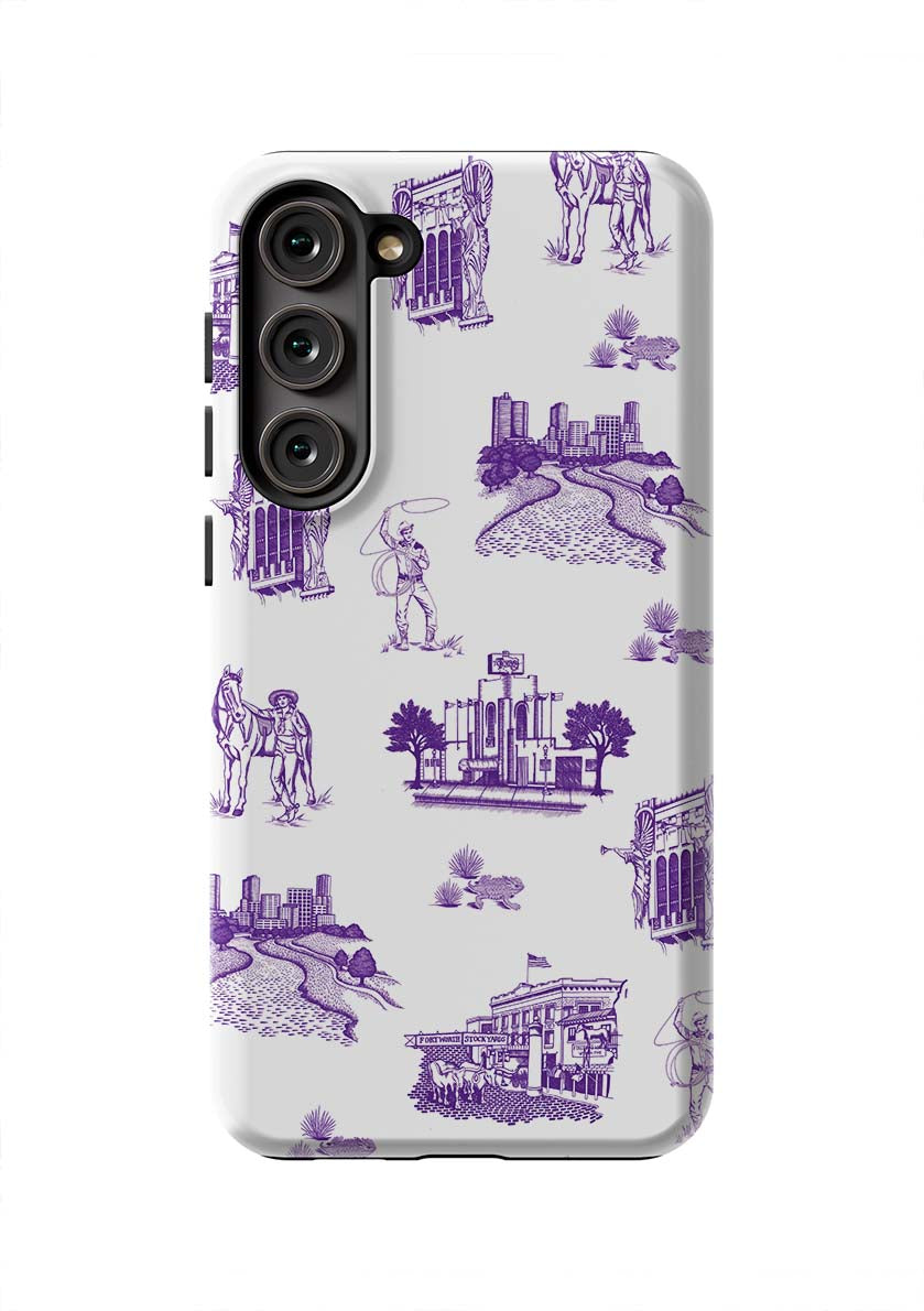 Fort Worth Toile Samsung Phone Case Phone Case Purple / Galaxy S23 Plus / Tough Katie Kime