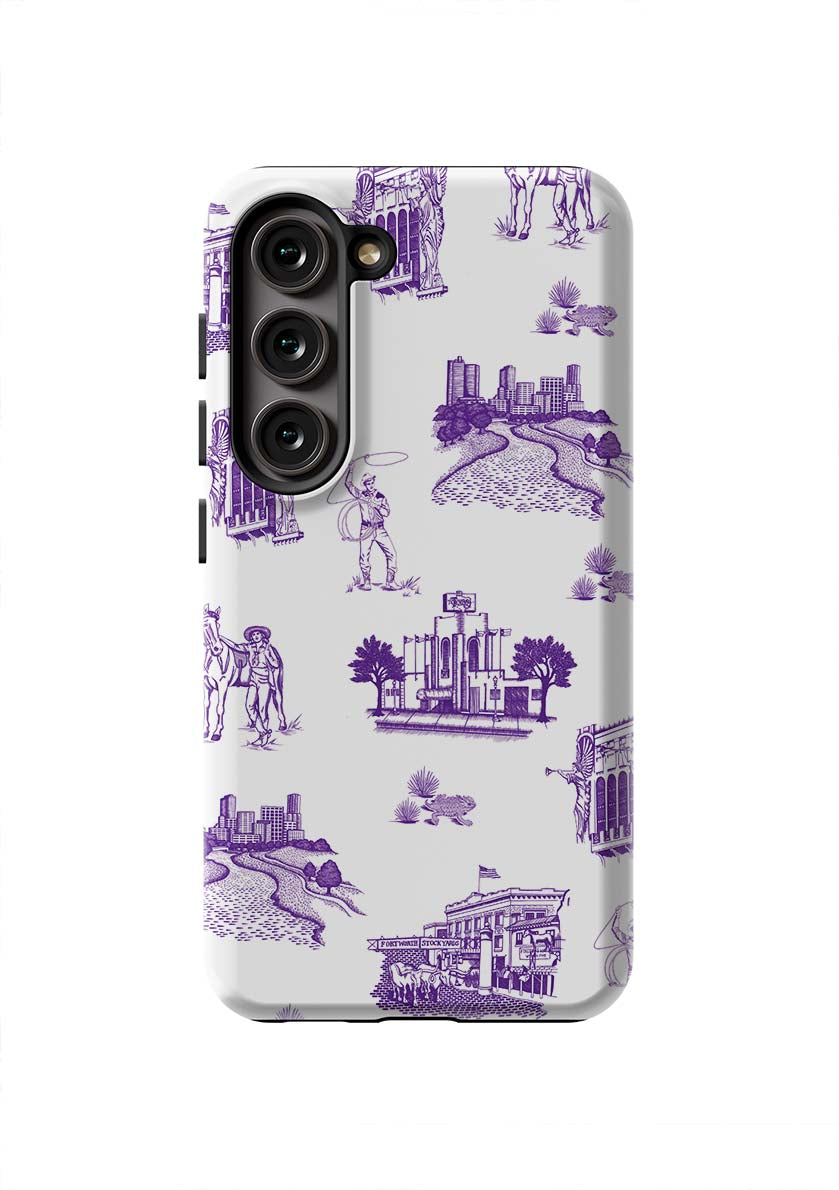 Fort Worth Toile Samsung Phone Case Phone Case Purple / Galaxy S23 / Tough Katie Kime