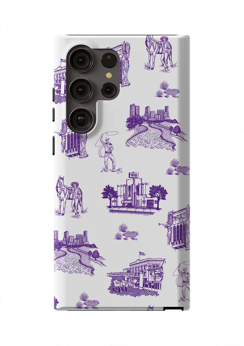 Fort Worth Toile Samsung Phone Case Phone Case Purple / Galaxy S23 Ultra / Tough Katie Kime