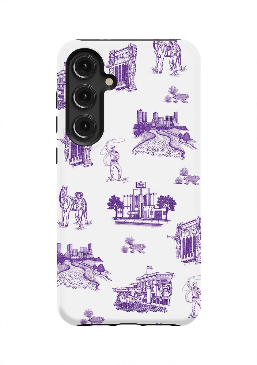 Fort Worth Toile Samsung Phone Case Phone Case Purple / Galaxy S24 Plus / Tough Katie Kime