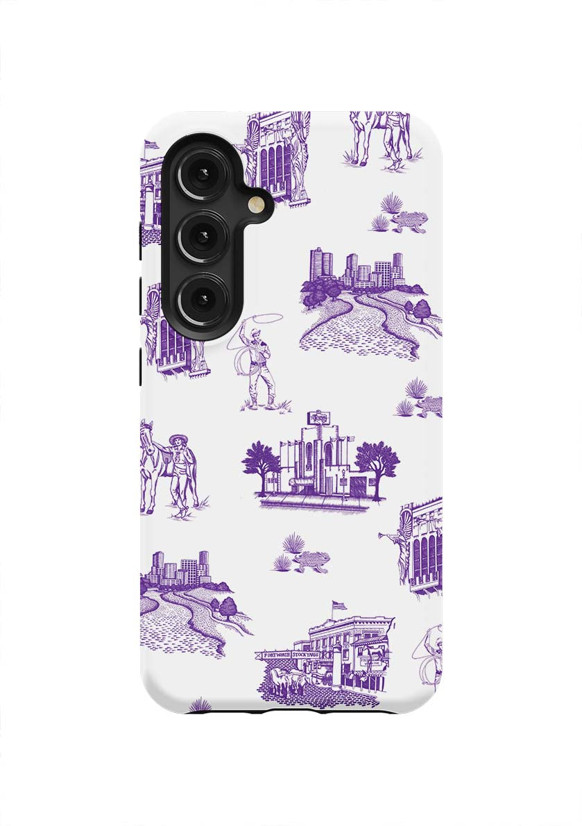 Fort Worth Toile Samsung Phone Case Phone Case Purple / Galaxy S24 / Tough Katie Kime