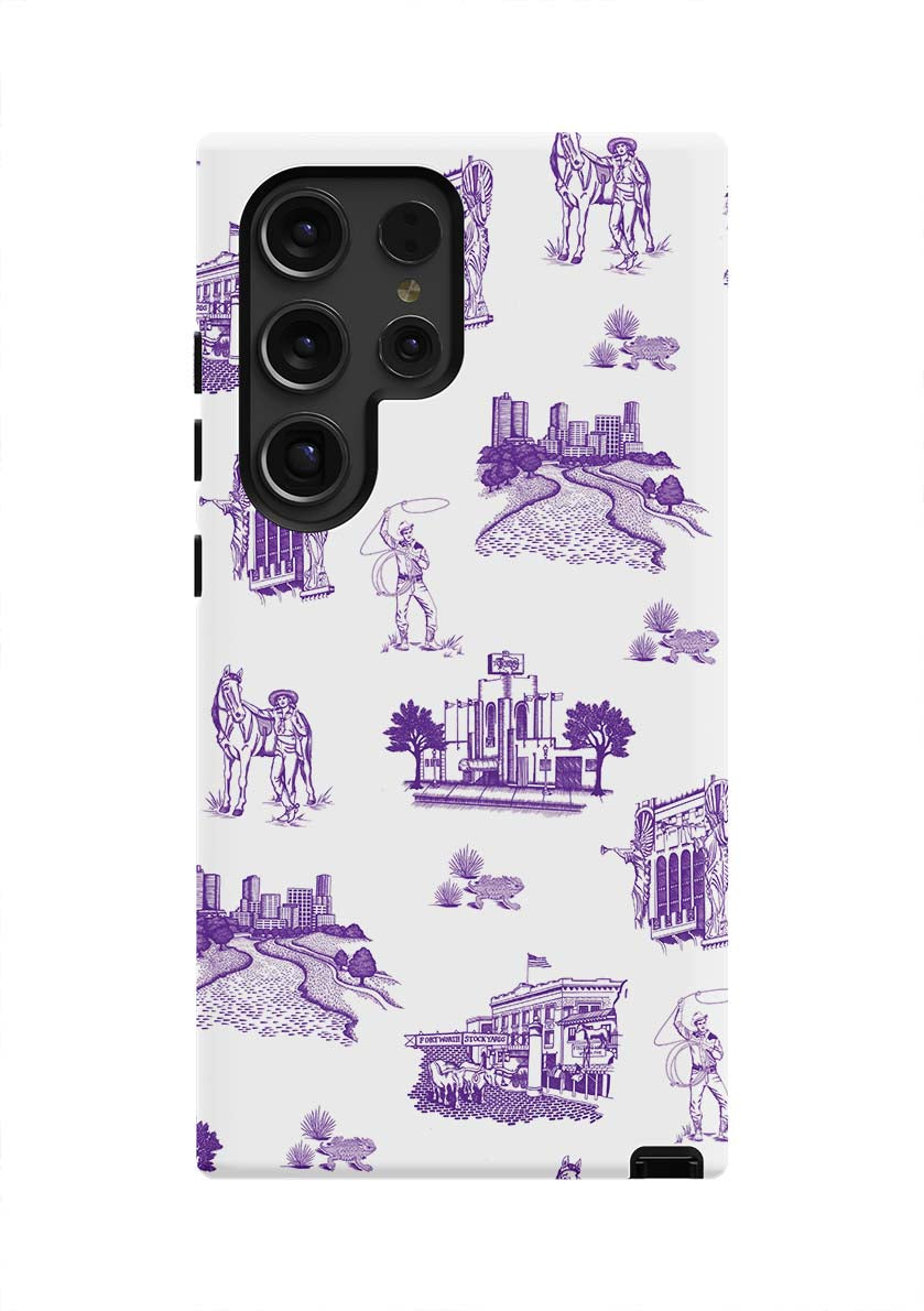 Fort Worth Toile Samsung Phone Case Phone Case Purple / Galaxy S24 Ultra / Tough Katie Kime