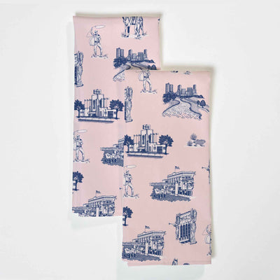 Tea Towel Light Pink Navy Fort Worth Toile Tea Towel Set Katie Kime