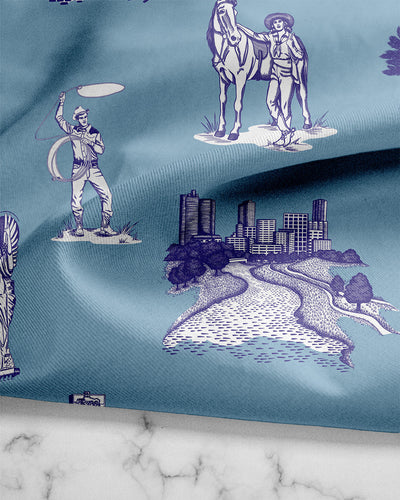 Fort Worth Toile Tea Towel Set Tea Towel Purple Blue Katie Kime
