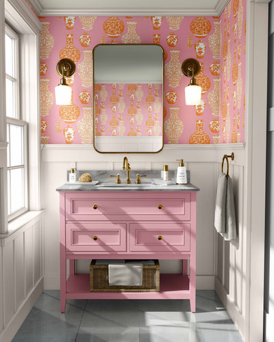 Ginger Jars Peel & Stick Wallpaper Peel & Stick Wallpaper Red Blue / 12 Ft - Full Bleed Katie Kime