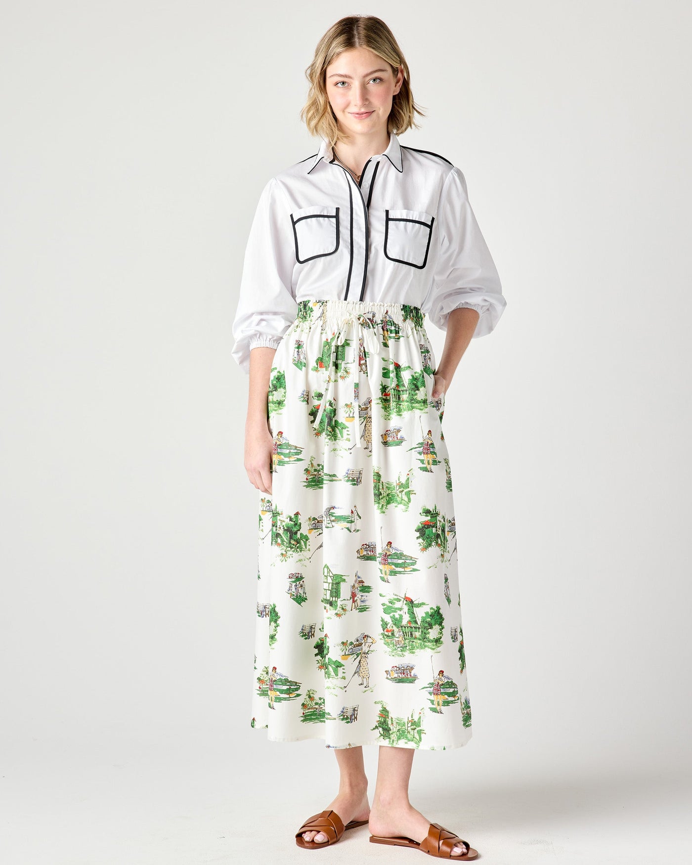 Golf Toile Knoll Skirt Skirt Katie Kime