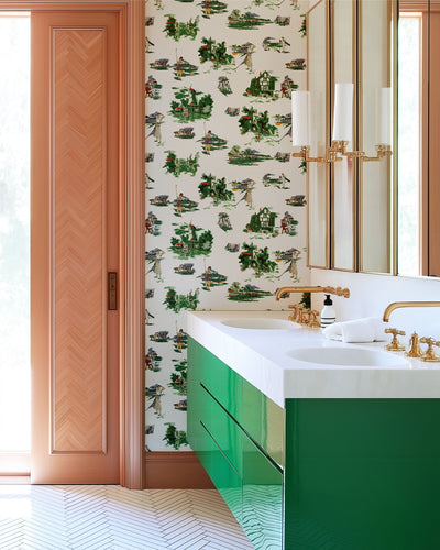 Golf Toile Traditional Wallpaper Wallpaper Katie Kime
