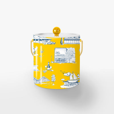 Hamptons Toile Ice Bucket Ice Bucket Yellow Navy / Gold Katie Kime