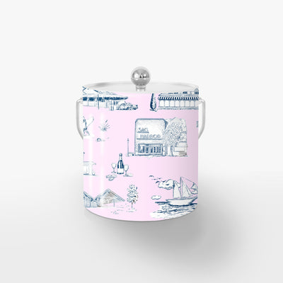 Hamptons Toile Ice Bucket Ice Bucket Lilac Navy / Silver Katie Kime