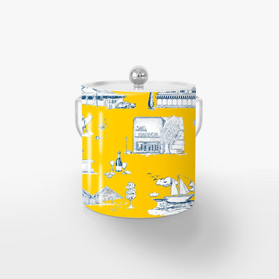 Ice Bucket Silver / Yellow Navy Hamptons Toile Ice Bucket Katie Kime