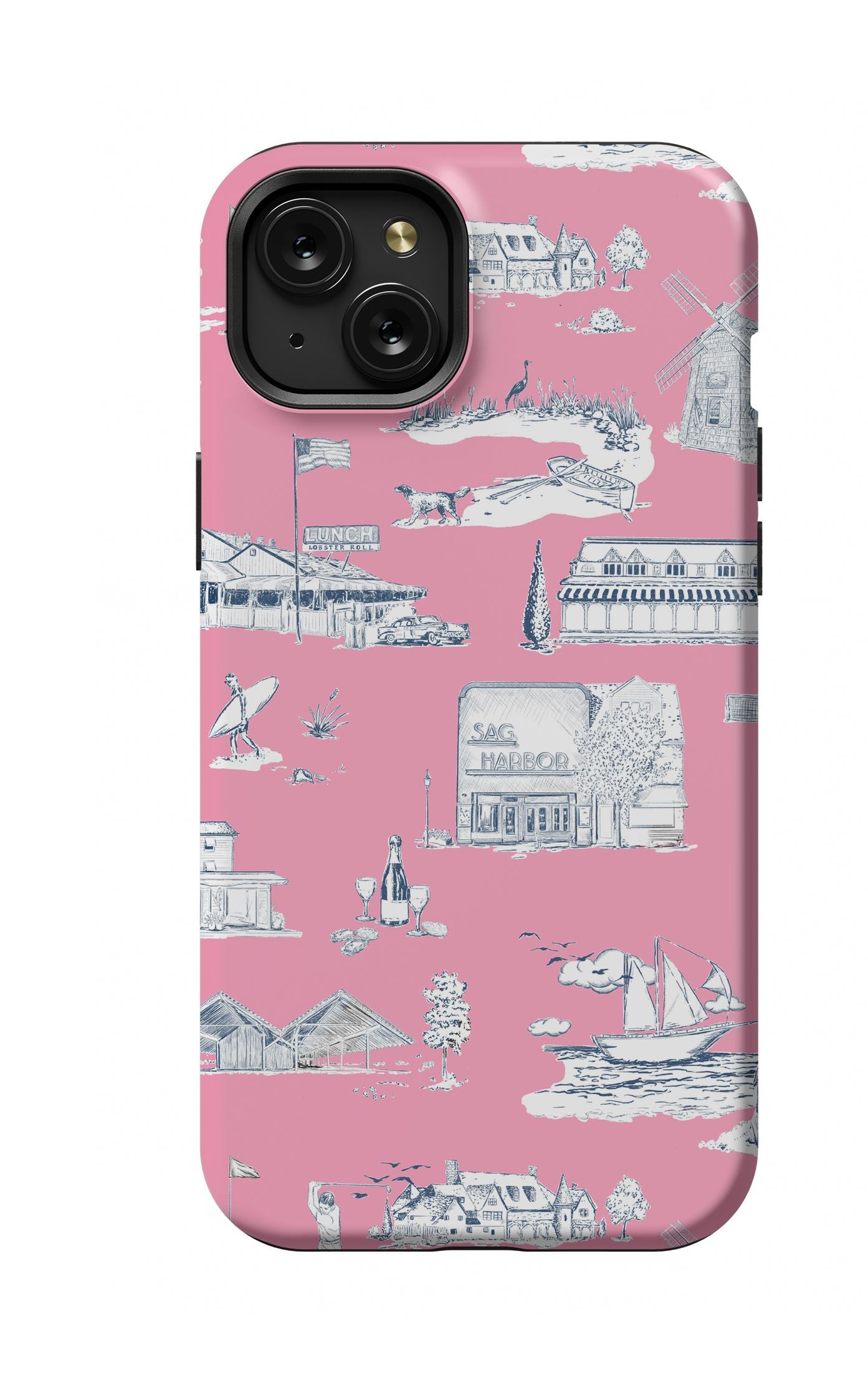 Hamptons Toile iPhone Case Phone Case Berry Navy / iPhone 15 Plus / MagSafe Tough Katie Kime