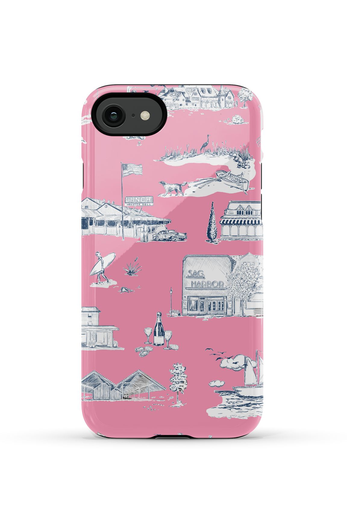 Hamptons Toile iPhone Case Phone Case Berry Navy / iPhone SE (2022) / Tough Katie Kime