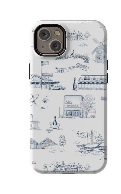 Hamptons Toile iPhone Case Phone Case Navy / iPhone 14 Plus / MagSafe Tough Katie Kime