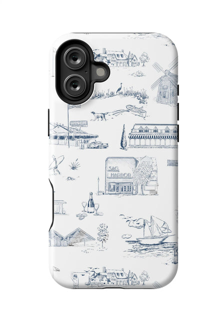 Hamptons Toile iPhone Case Phone Case Navy / iPhone 16 Plus / MagSafe Tough Katie Kime