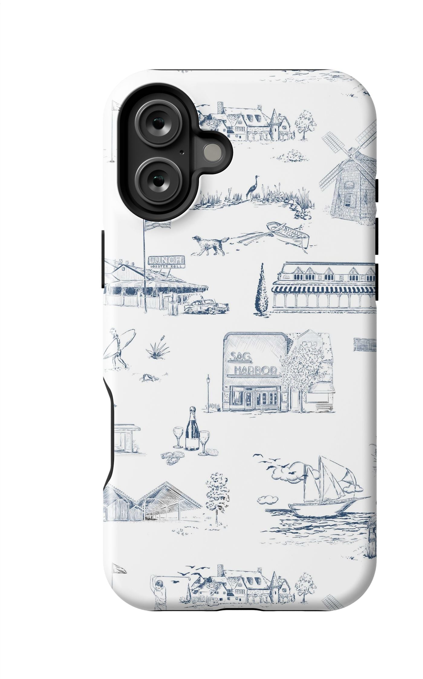 Hamptons Toile iPhone Case Phone Case Navy / iPhone 16 Plus / Tough Katie Kime