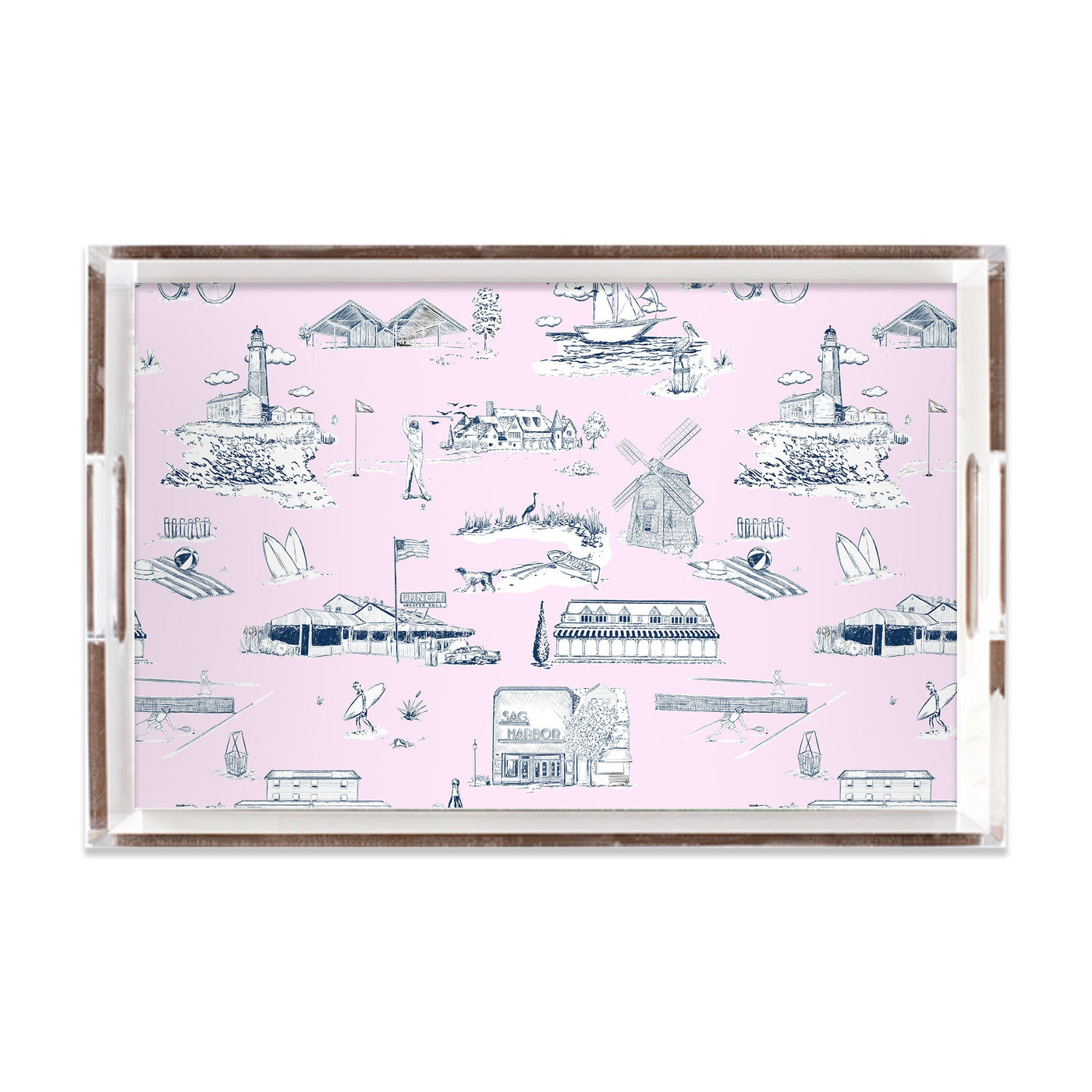 Hamptons Toile Lucite Tray Lucite Trays Lilac Navy / 11x17 Katie Kime