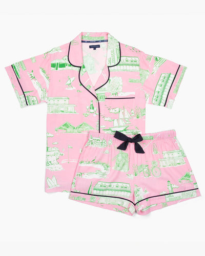 Hamptons Toile Pajama Shorts Set Pajama Set Katie Kime