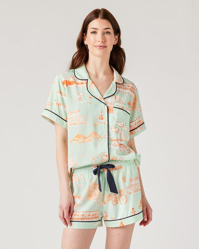 Hamptons Toile Pajama Shorts Set Pajama Set Mint Orange / XXS Katie Kime