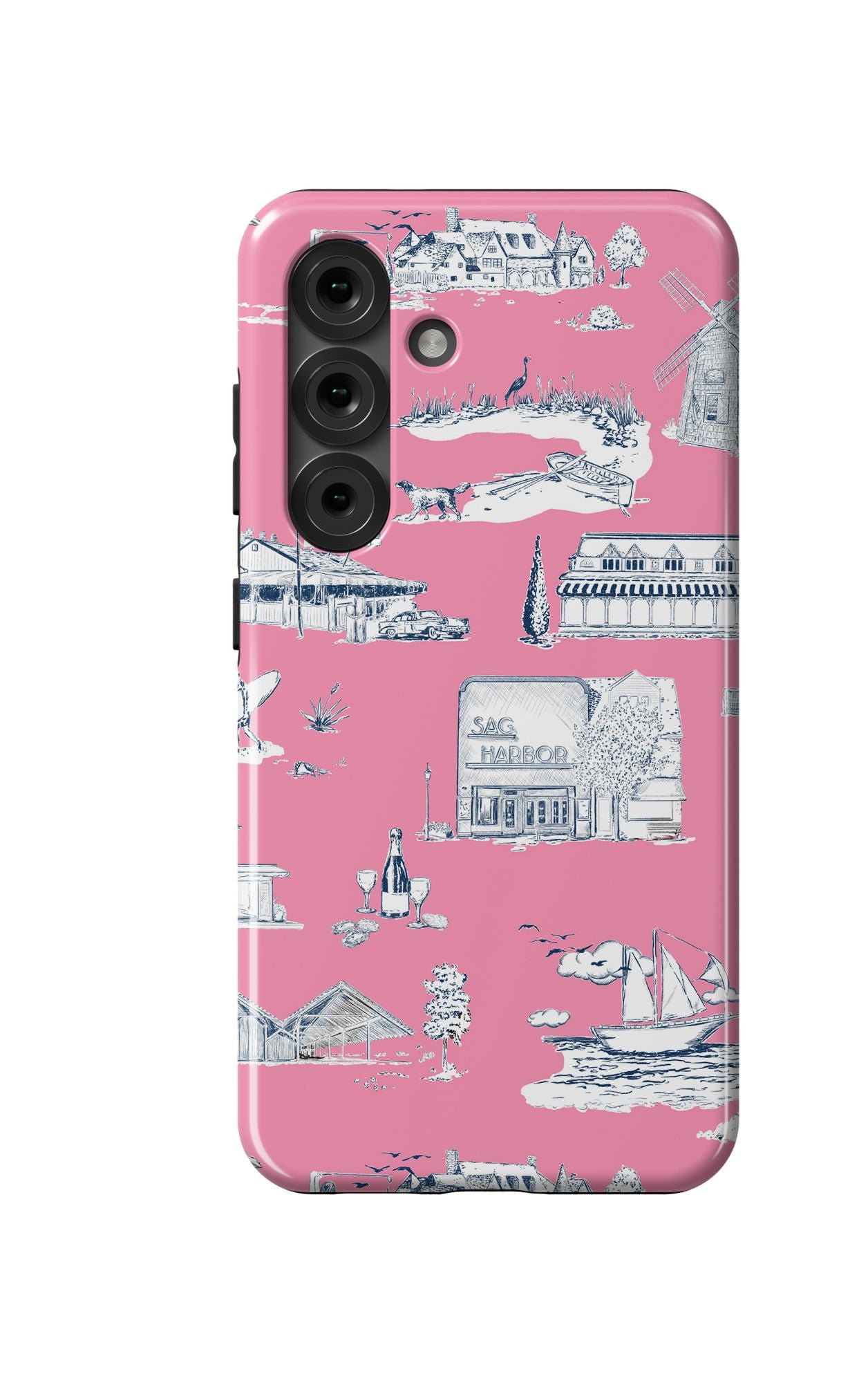 Hamptons Toile Samsung Phone Case Phone Case Berry Navy / Galaxy S25 / Tough Katie Kime