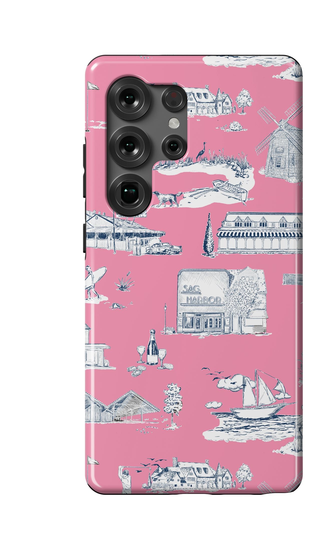 Hamptons Toile Samsung Phone Case Phone Case Berry Navy / Galaxy S25 Ultra / Tough Katie Kime