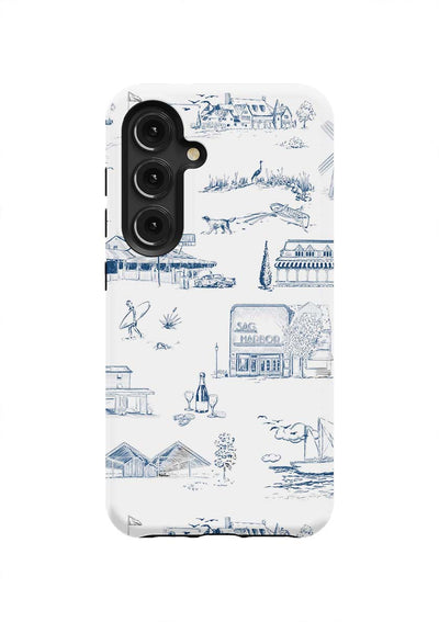 Hamptons Toile Samsung Phone Case Phone Case Galaxy S24 / Tough / Navy Katie Kime
