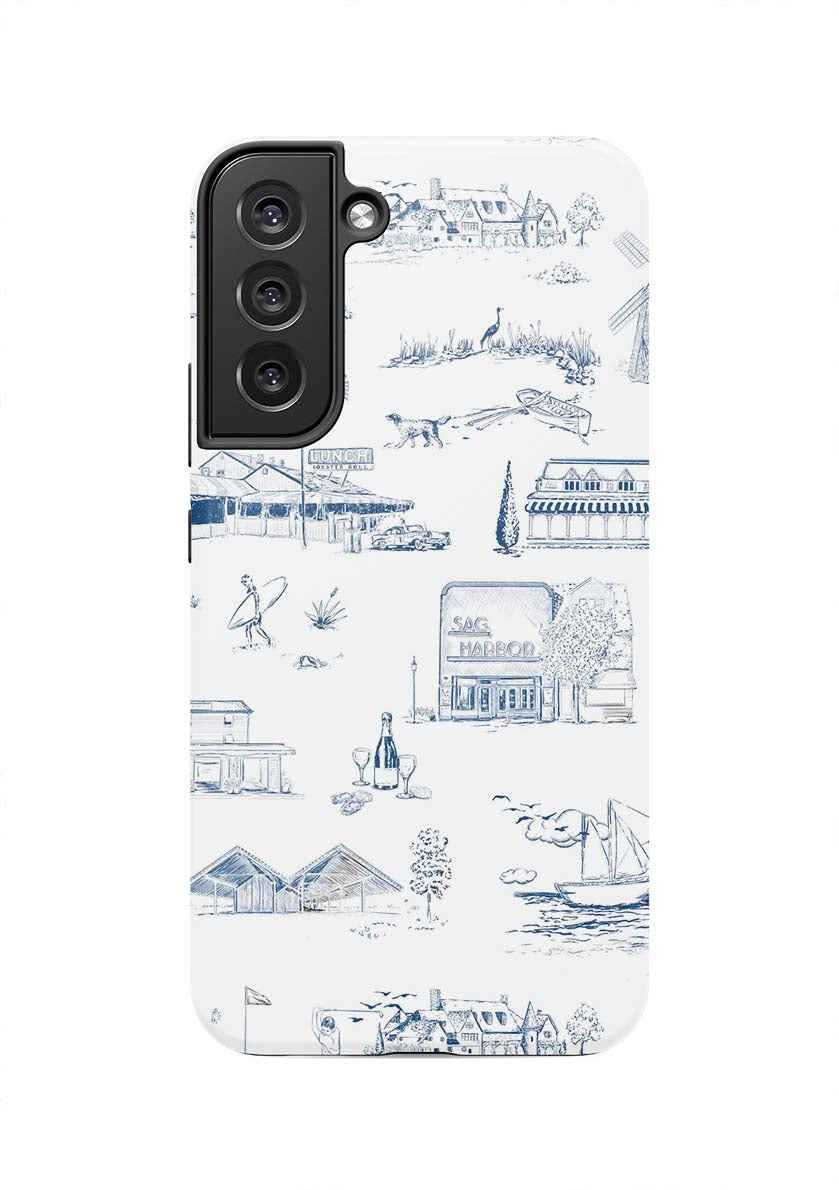 Hamptons Toile Samsung Phone Case Phone Case Navy / Galaxy S22 Plus / Tough Katie Kime