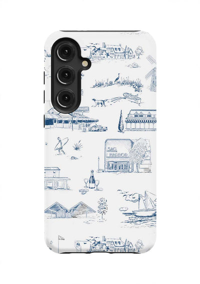 Hamptons Toile Samsung Phone Case Phone Case Navy / Galaxy S24 Plus / Tough Katie Kime