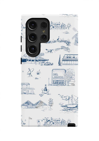 Hamptons Toile Samsung Phone Case Phone Case Navy / Galaxy S24 Ultra / Tough Katie Kime