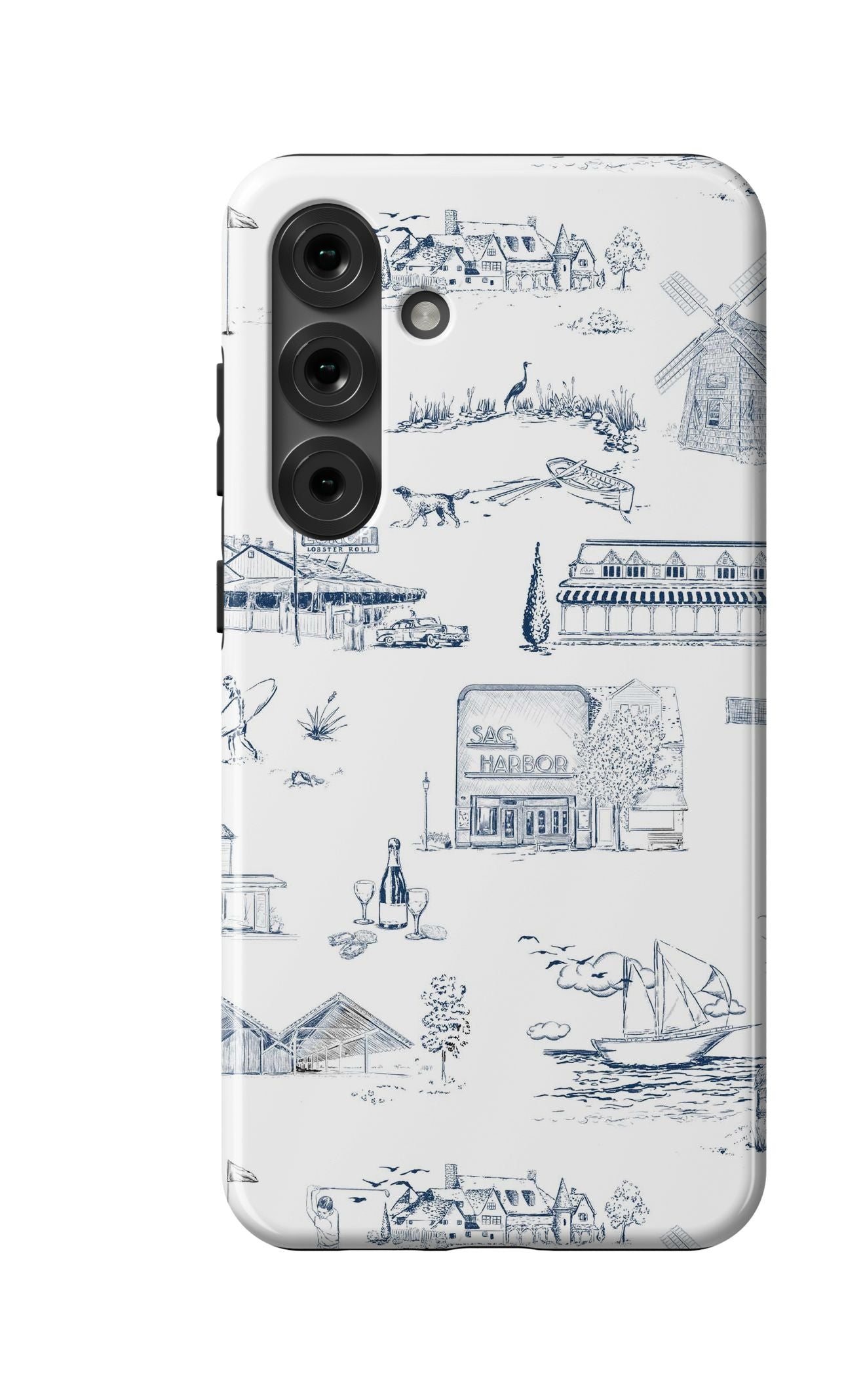 Hamptons Toile Samsung Phone Case Phone Case Navy / Galaxy S25 Plus / Tough Katie Kime