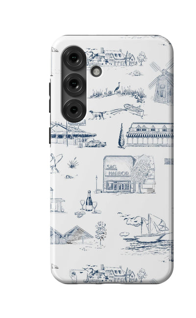 Hamptons Toile Samsung Phone Case Phone Case Navy / Galaxy S25 Plus / Tough Katie Kime