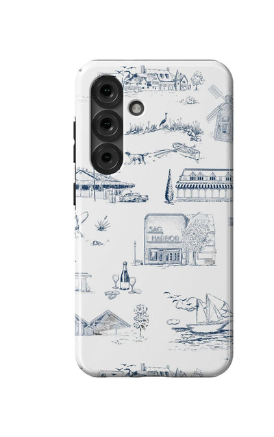 Hamptons Toile Samsung Phone Case Phone Case Navy / Galaxy S25 / Tough Katie Kime