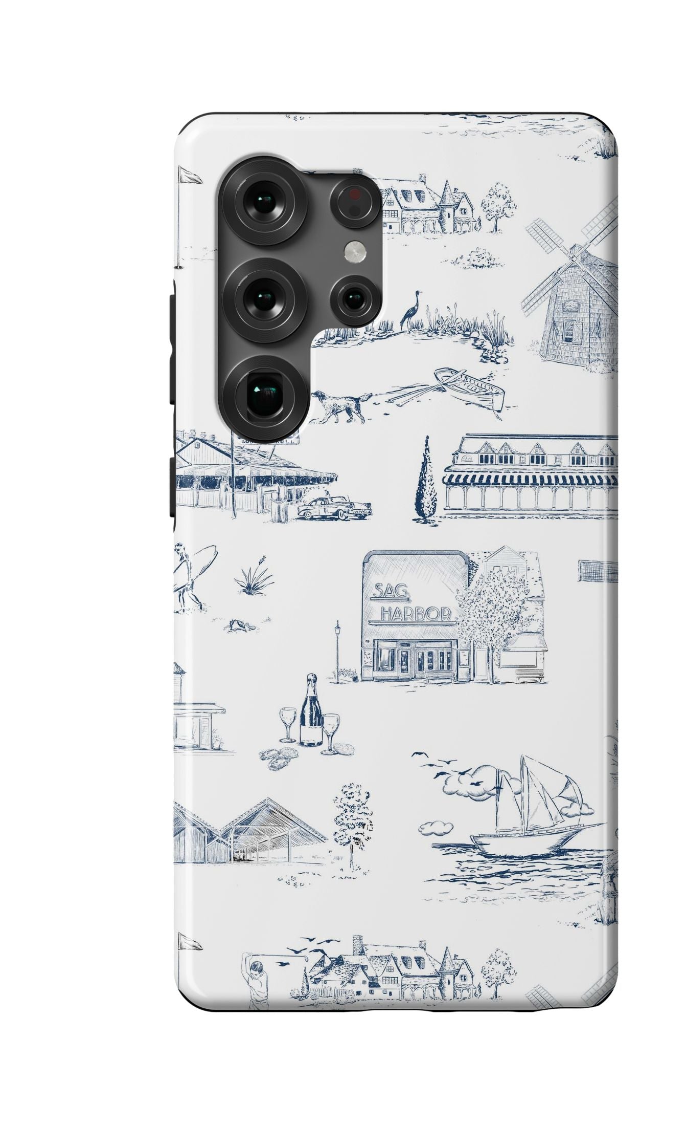 Hamptons Toile Samsung Phone Case Phone Case Navy / Galaxy S25 Ultra / Tough Katie Kime