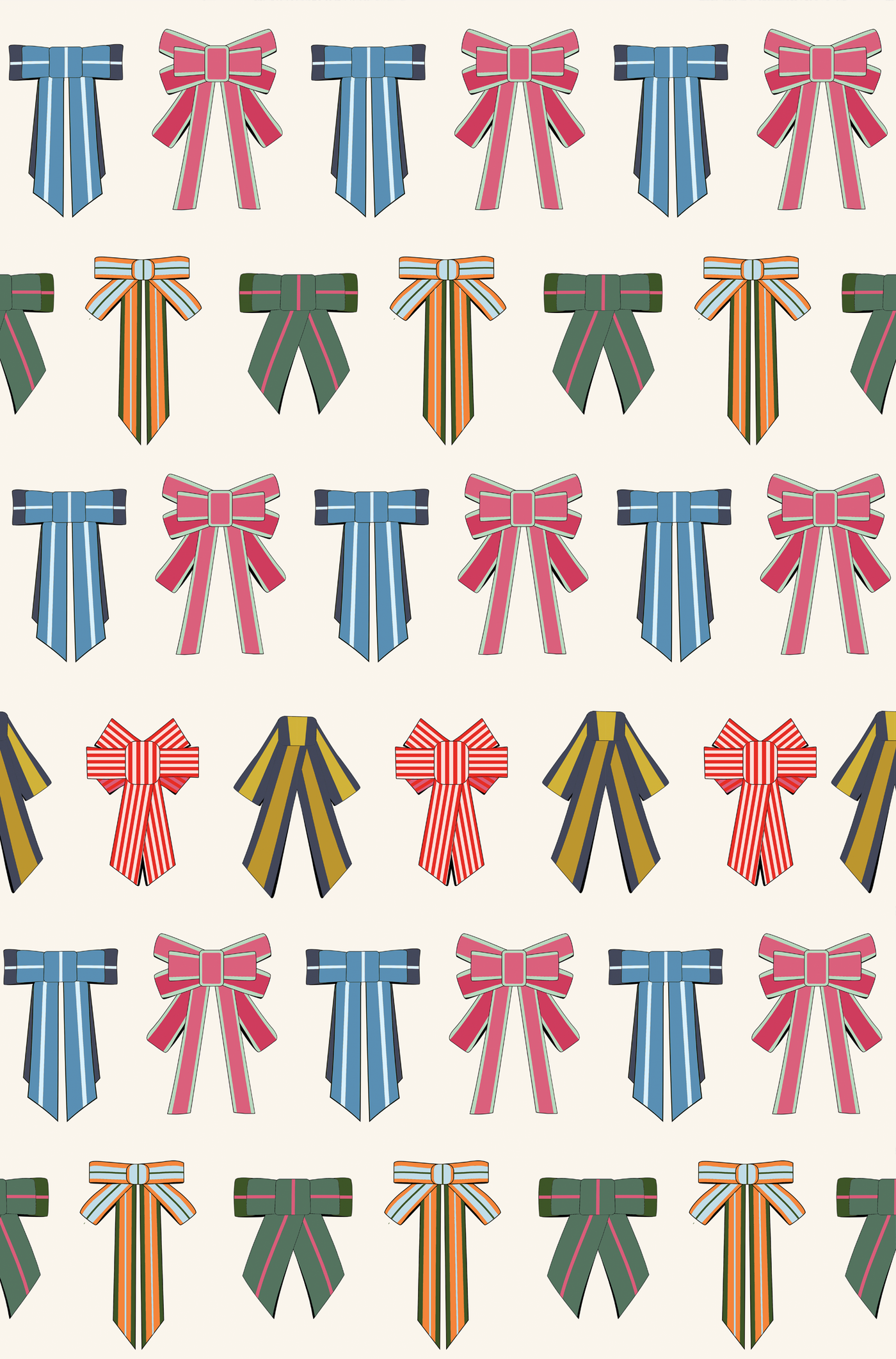 Holiday Bows Traditional Wallpaper Wallpaper Multi / Large Sample Katie Kime