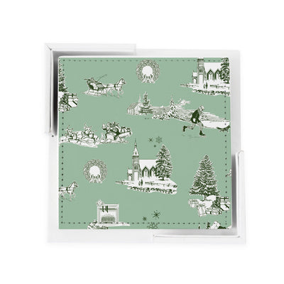 Holiday Toile Coaster Set Coaster Set Mint Hunter Katie Kime