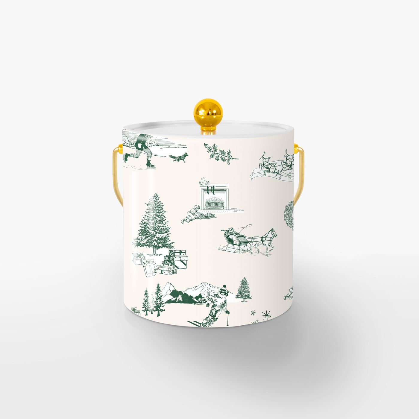 Holiday Toile Ice Bucket Ice Bucket Cream Hunter / Gold Katie Kime