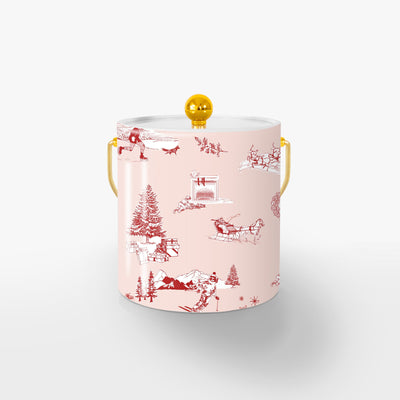 Holiday Toile Ice Bucket Ice Bucket Pink Red / Gold Katie Kime