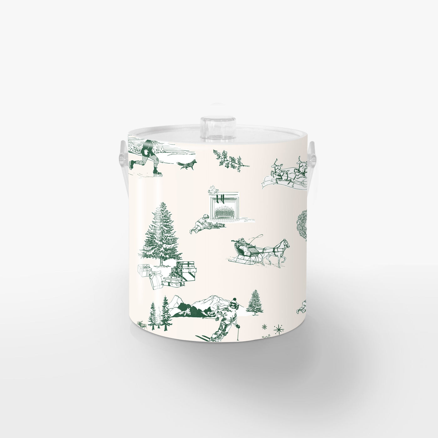 Holiday Toile Ice Bucket Ice Bucket Cream Hunter / Lucite Katie Kime