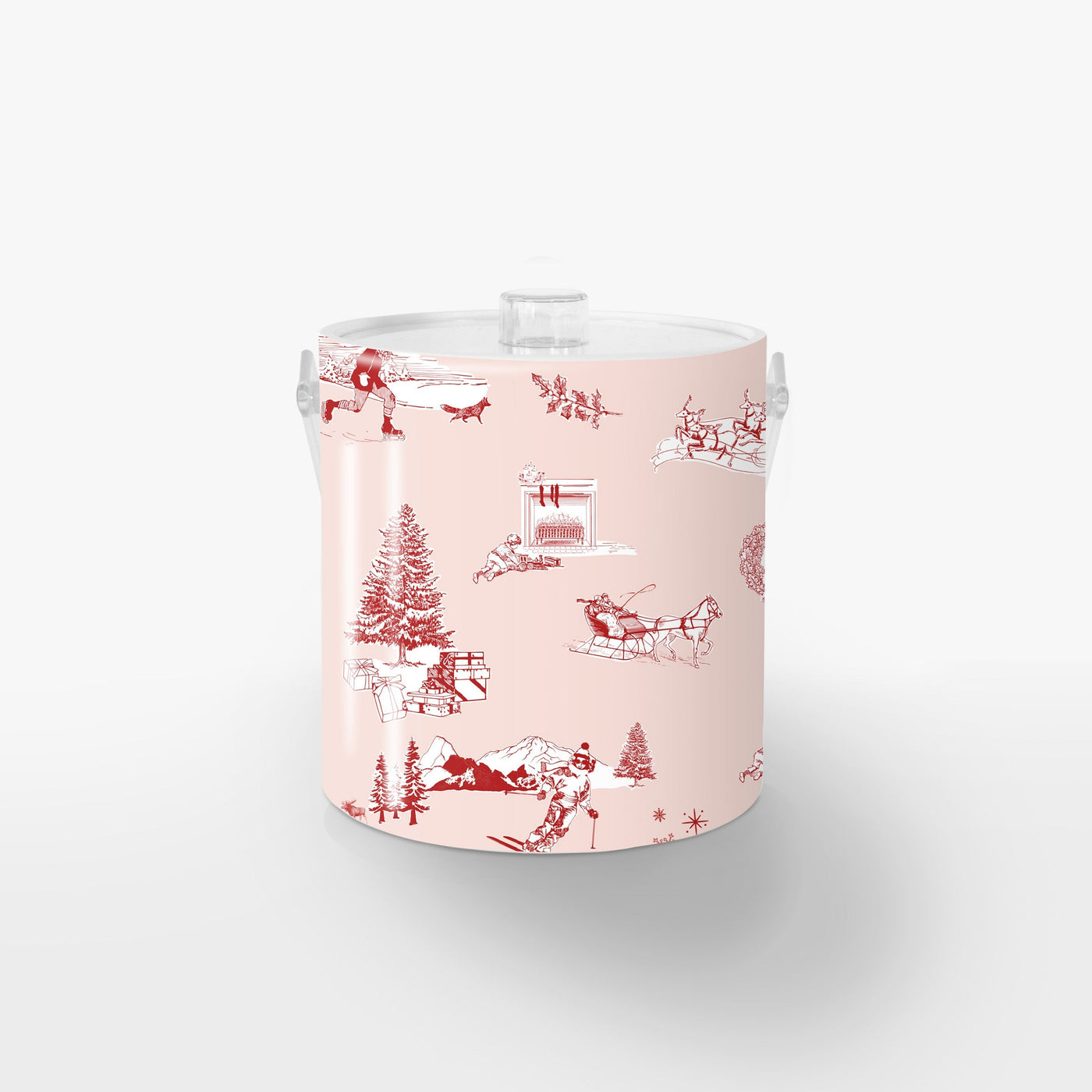 Holiday Toile Ice Bucket Ice Bucket Pink Red / Lucite Katie Kime