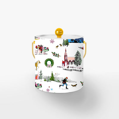 Holiday Toile Ice Bucket Ice Bucket Multi / Gold Katie Kime