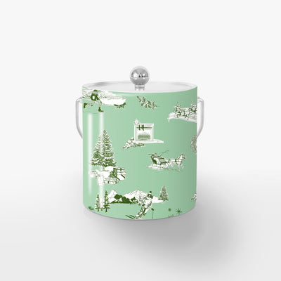 Holiday Toile Ice Bucket Ice Bucket Mint Hunter / Silver Katie Kime