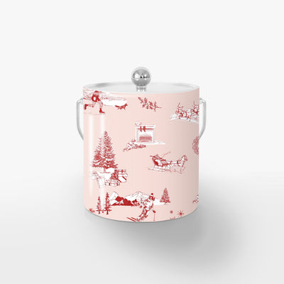 Holiday Toile Ice Bucket Ice Bucket Pink Red / Silver Katie Kime