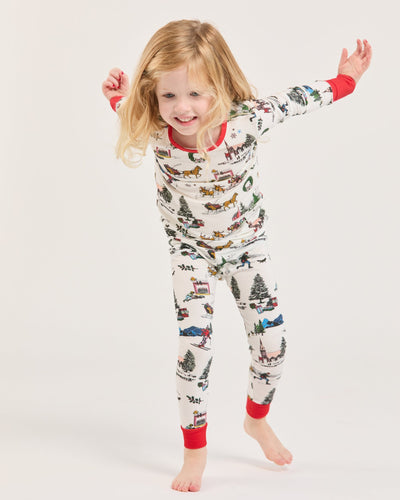 Holiday Toile Kids Long Sleeve Pajama Set Pajama Set Katie Kime