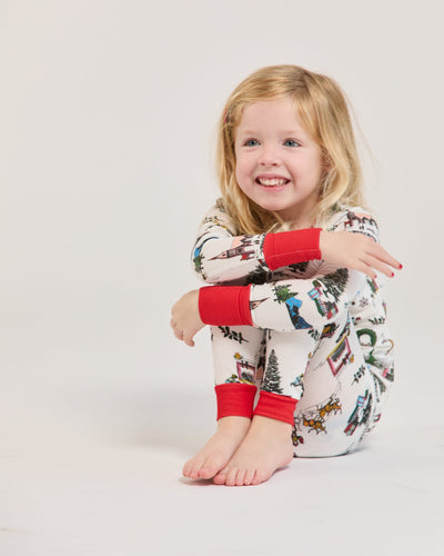 Holiday Toile Kids Long Sleeve Pajama Set Pajama Set Katie Kime