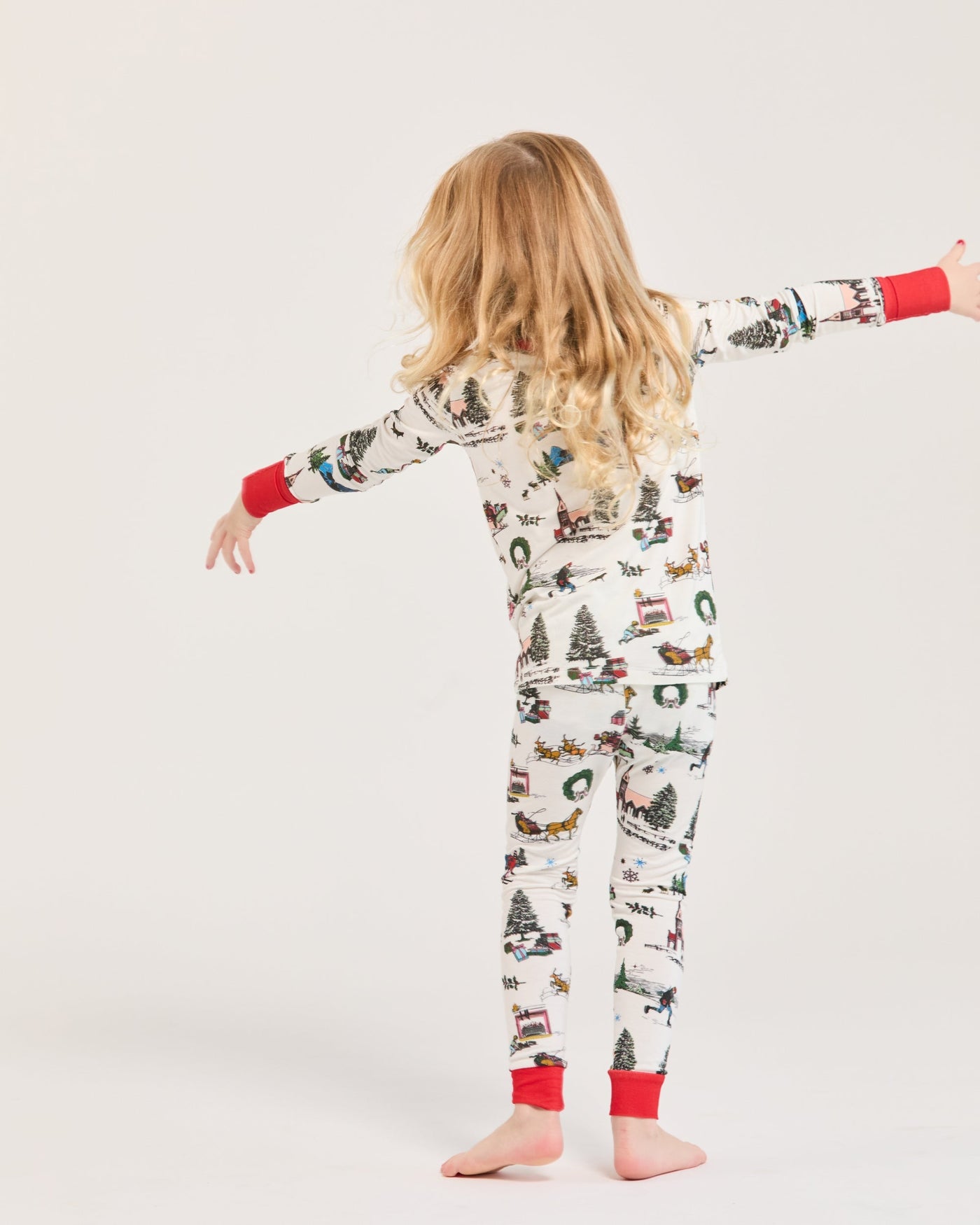 Holiday Toile Kids Long Sleeve Pajama Set Pajama Set Katie Kime