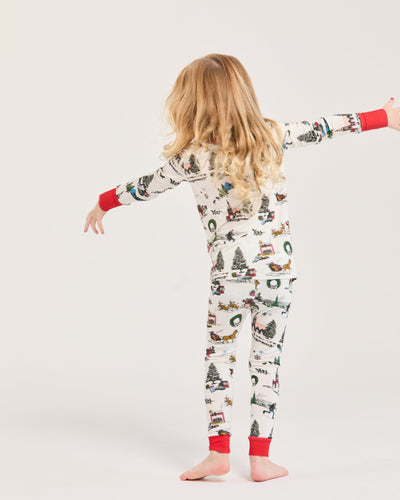 Holiday Toile Kids Long Sleeve Pajama Set Pajama Set Katie Kime