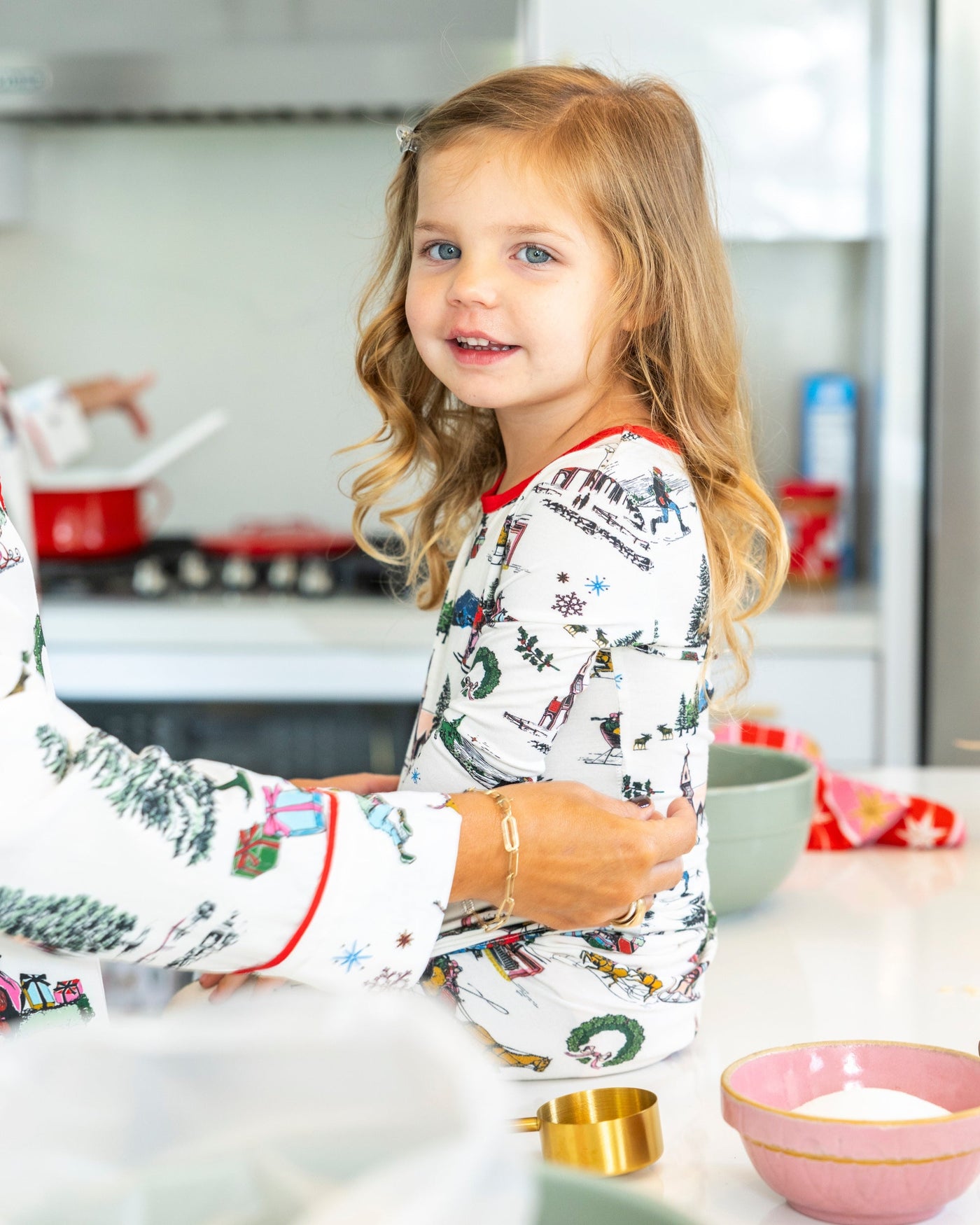 Holiday Toile Kids Long Sleeve Pajama Set Pajama Set Katie Kime